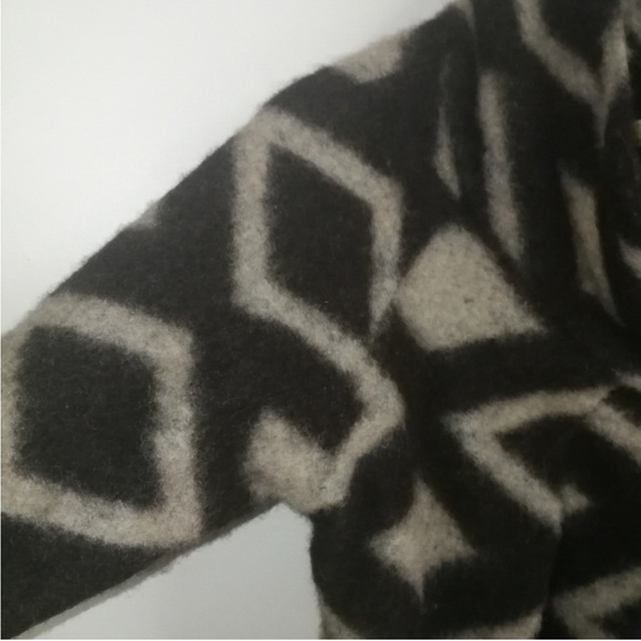 Italian Neutrals Lagenlook Oversized Boiled Wool Diamond Print Coat Size Large - Picture 6 of 8